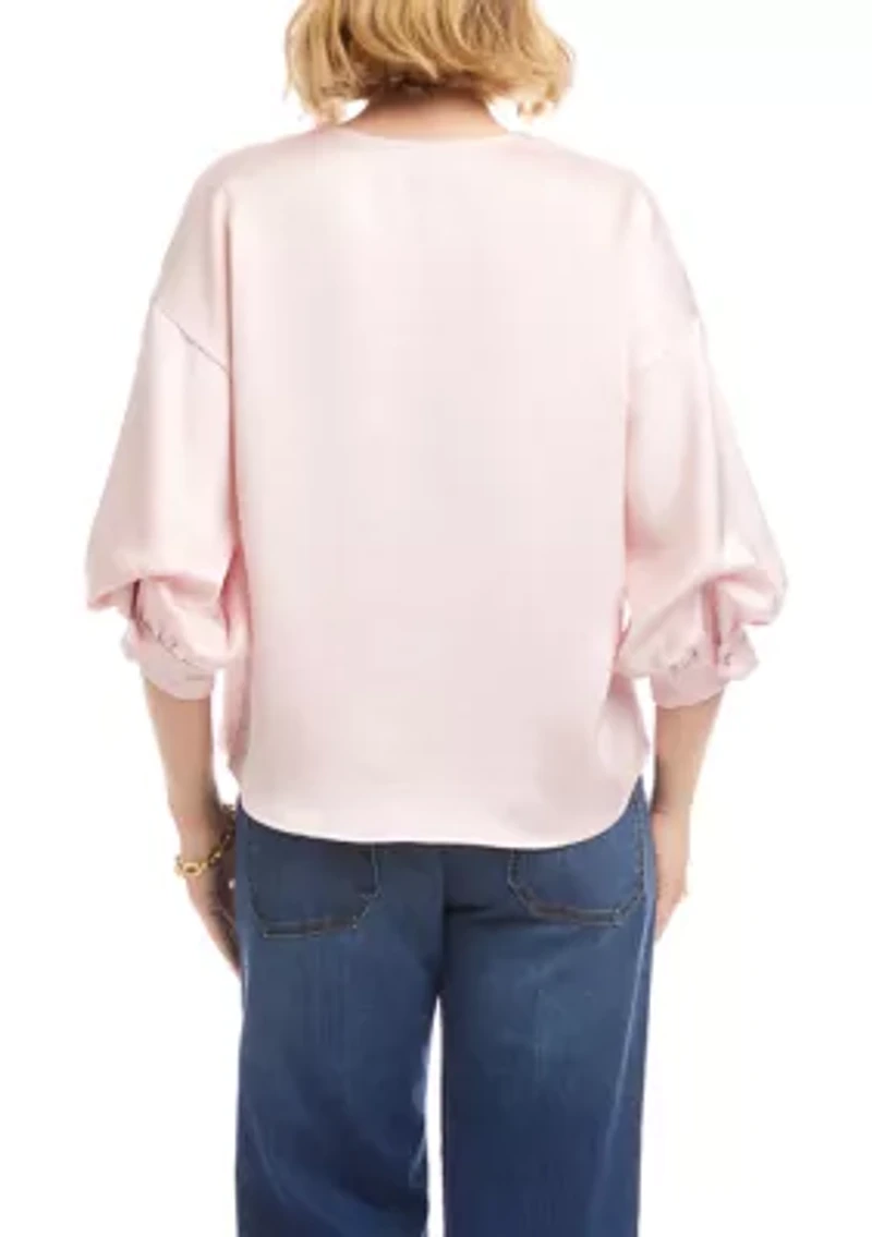 Women's Lantern Sleeve Satin Top