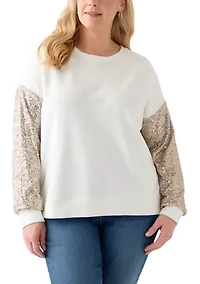 Plus Sequin Sleeve Sweatshirt