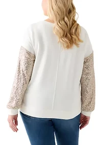 Plus Sequin Sleeve Sweatshirt