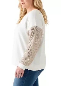 Plus Sequin Sleeve Sweatshirt