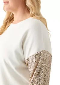 Plus Sequin Sleeve Sweatshirt