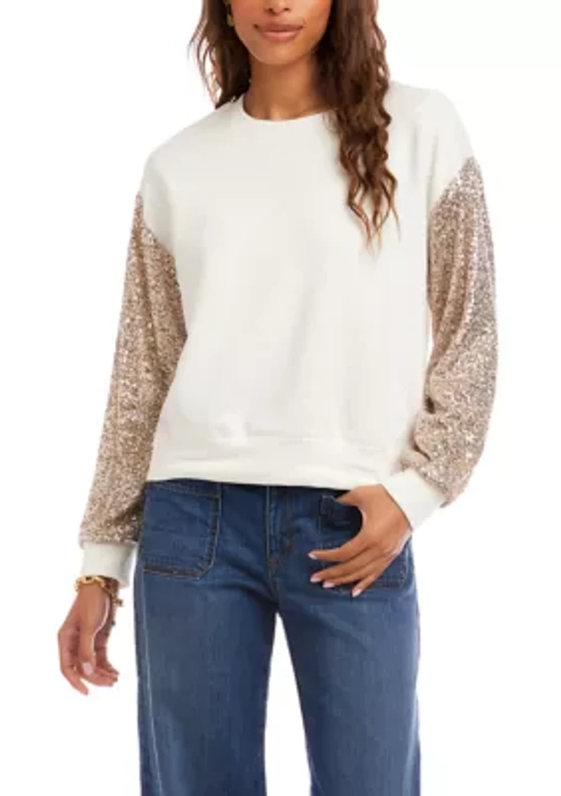 Women's Sequin Sleeve Top
