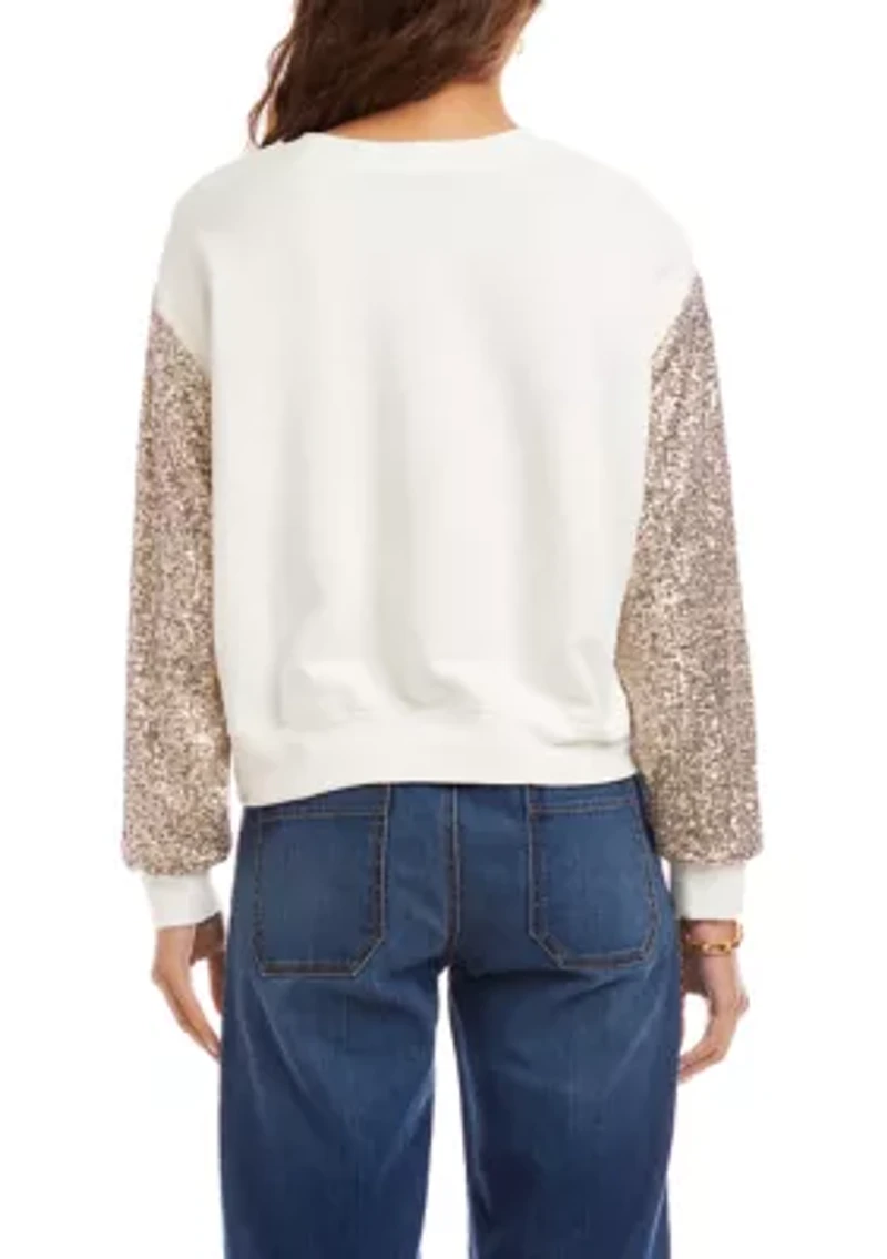 Women's Sequin Sleeve Top