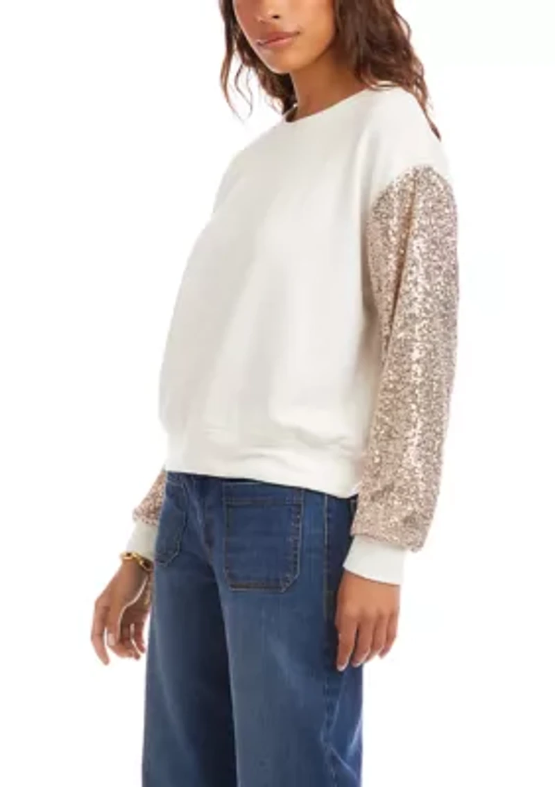 Women's Sequin Sleeve Top