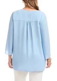 Plus Bracelet Sleeve Asymmetric Top