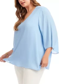 Plus Bracelet Sleeve Asymmetric Top