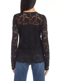 Petite Scalloped Hem Lace Top