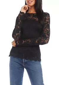 Petite Scalloped Hem Lace Top