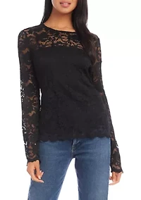 Petite Scalloped Hem Lace Top