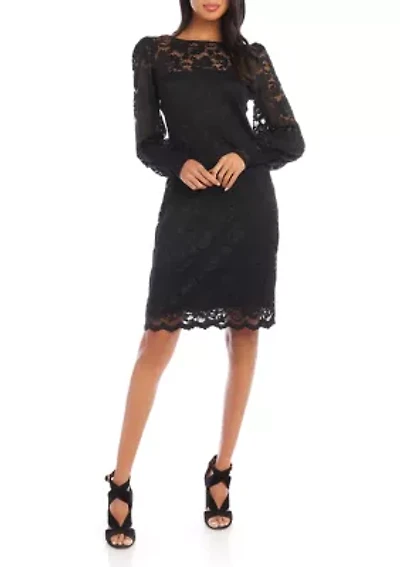 Petite Lace Boat Neck Dress