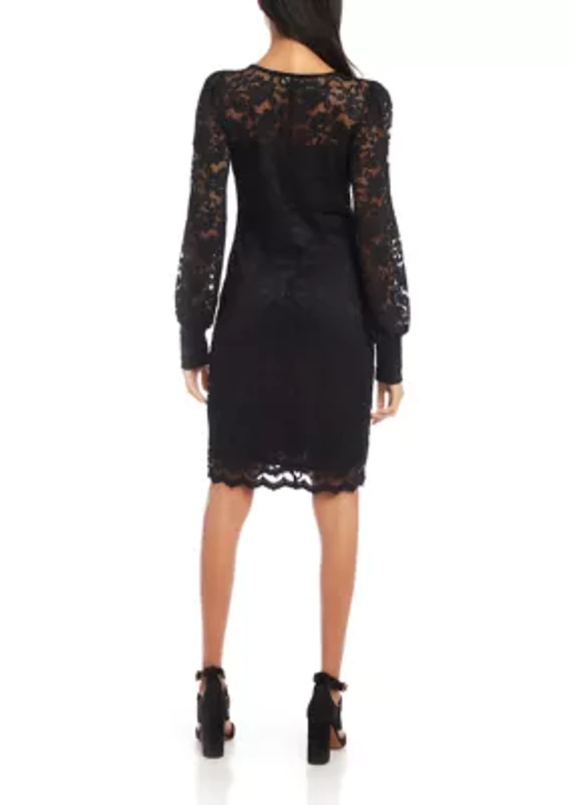 Petite Lace Boat Neck Dress
