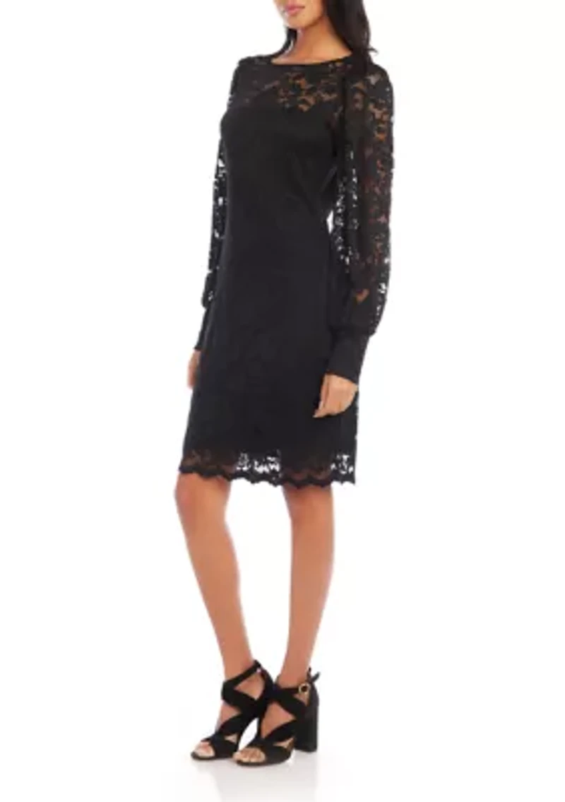 Petite Lace Boat Neck Dress