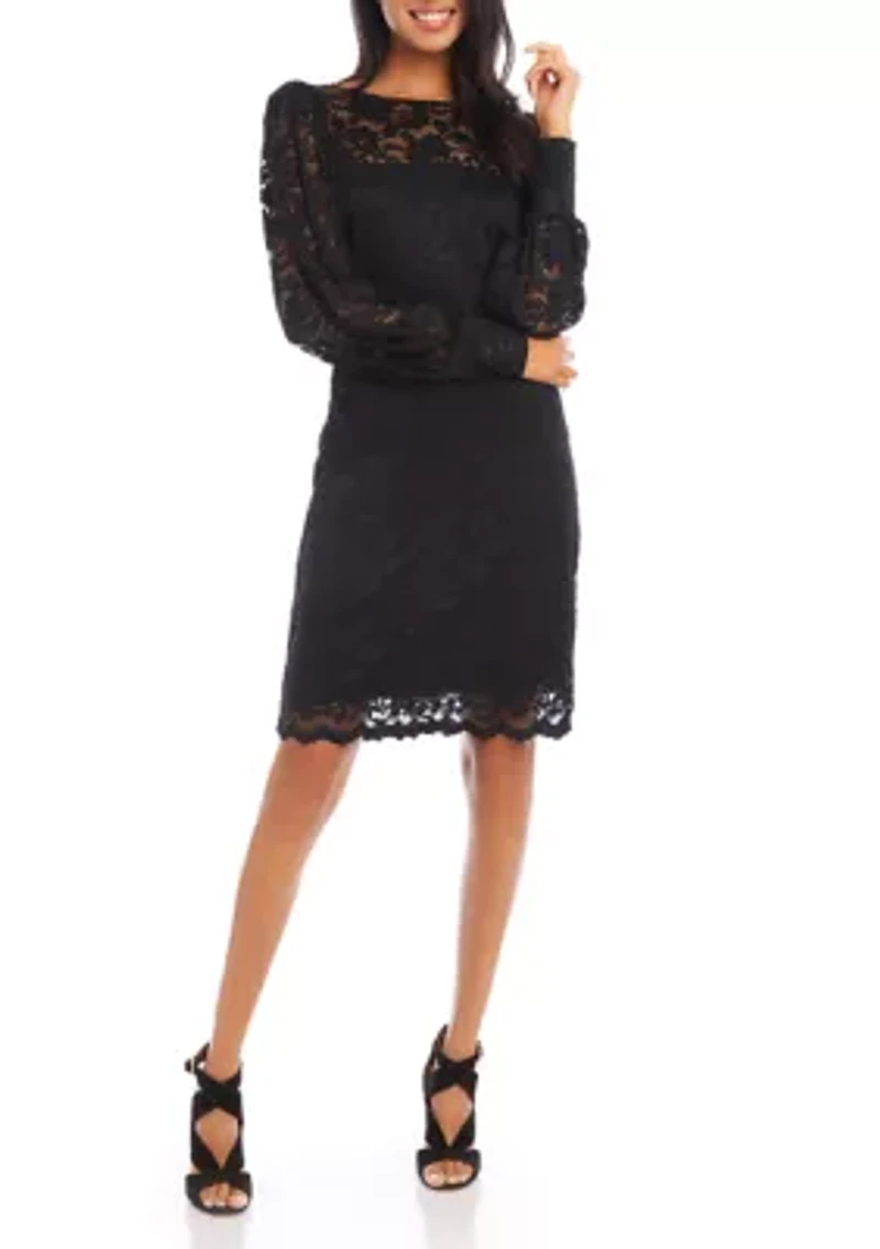 Petite Lace Boat Neck Dress