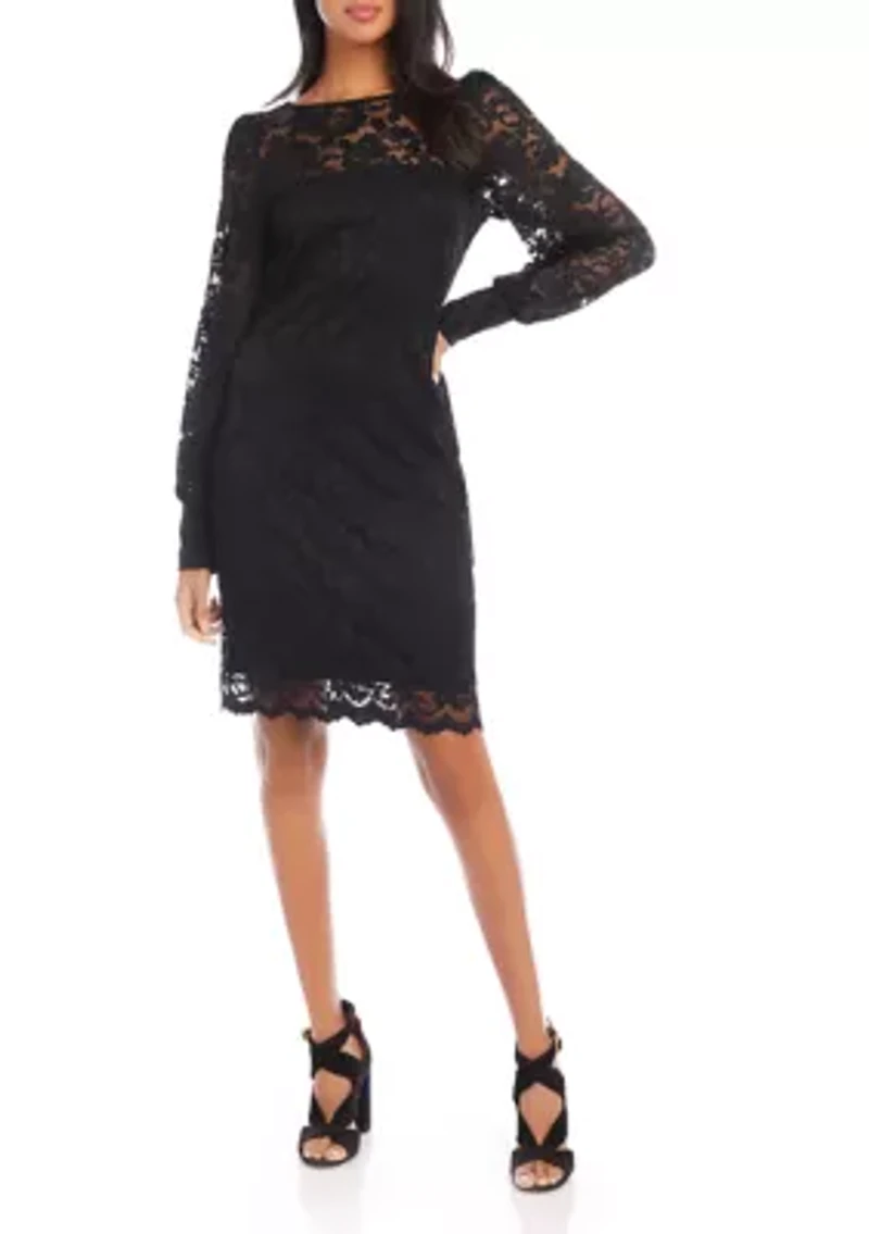 Petite Lace Boat Neck Dress