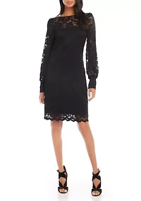 Petite Lace Boat Neck Dress