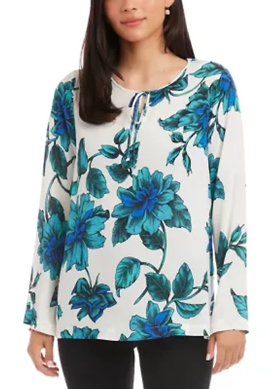 Women's Keyhole Side-Slit Sleeve Tunic Top