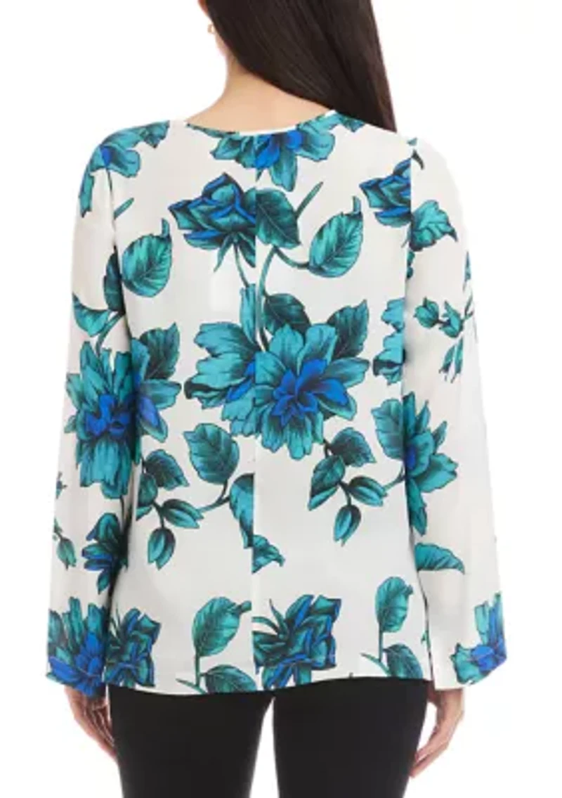 Women's Keyhole Side-Slit Sleeve Tunic Top