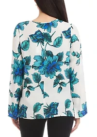 Women's Keyhole Side-Slit Sleeve Tunic Top