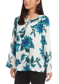 Women's Keyhole Side-Slit Sleeve Tunic Top