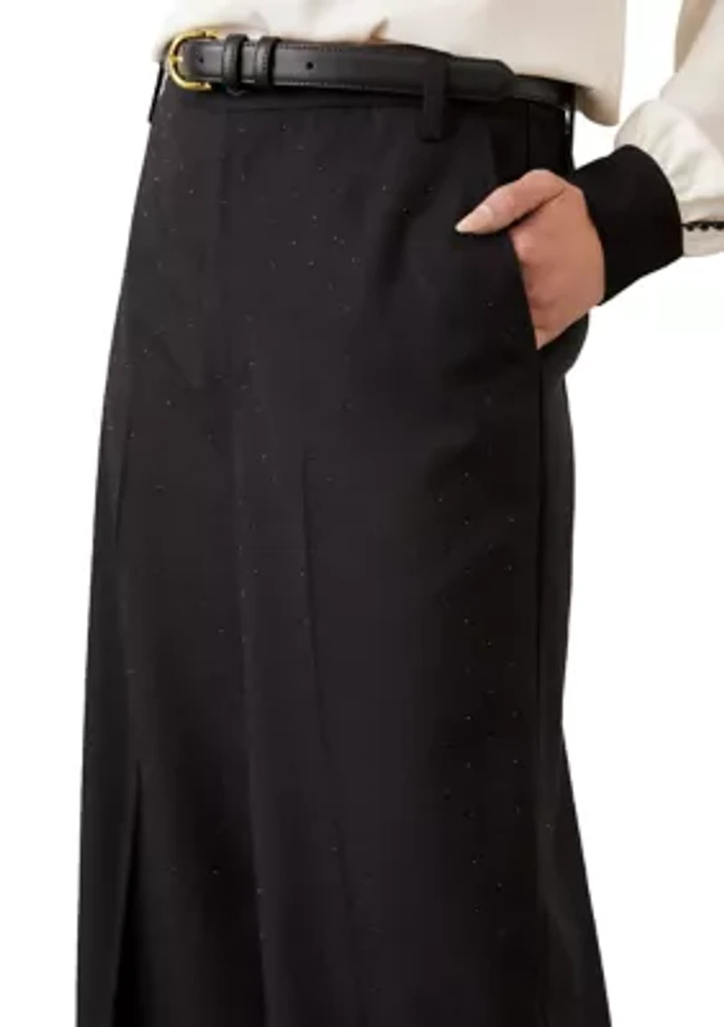 Women's Rhinestone Embellished Wide Leg Trousers