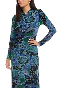 Women's Long Sleeve Drape Front Crossover Top