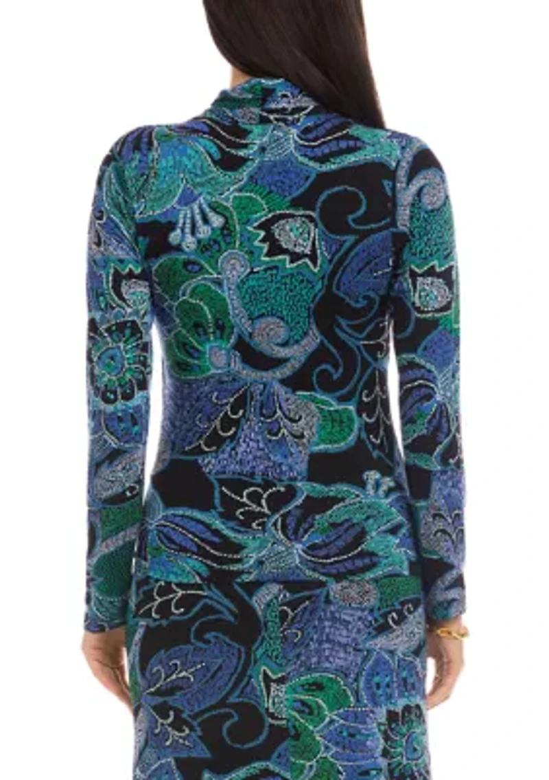 Women's Long Sleeve Drape Front Crossover Top