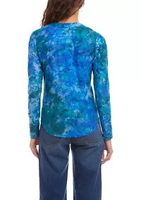 Petite Long Sleeve Burnout Top