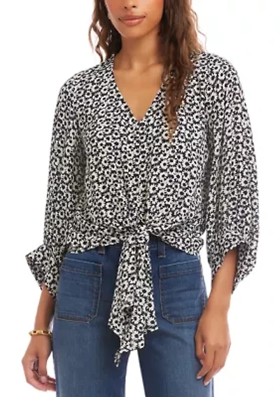 Women's Blouson Sleeve Tie-Front Top