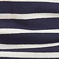 Petite Long Sleeve Stripe Side-Shirred Crossover Top