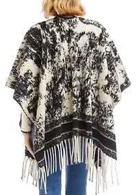 Women's Abstract Fringe Poncho
