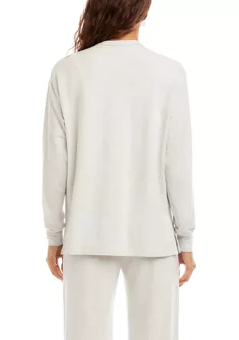 Petite V-Neck Kangaroo Pocket Sweatshirt