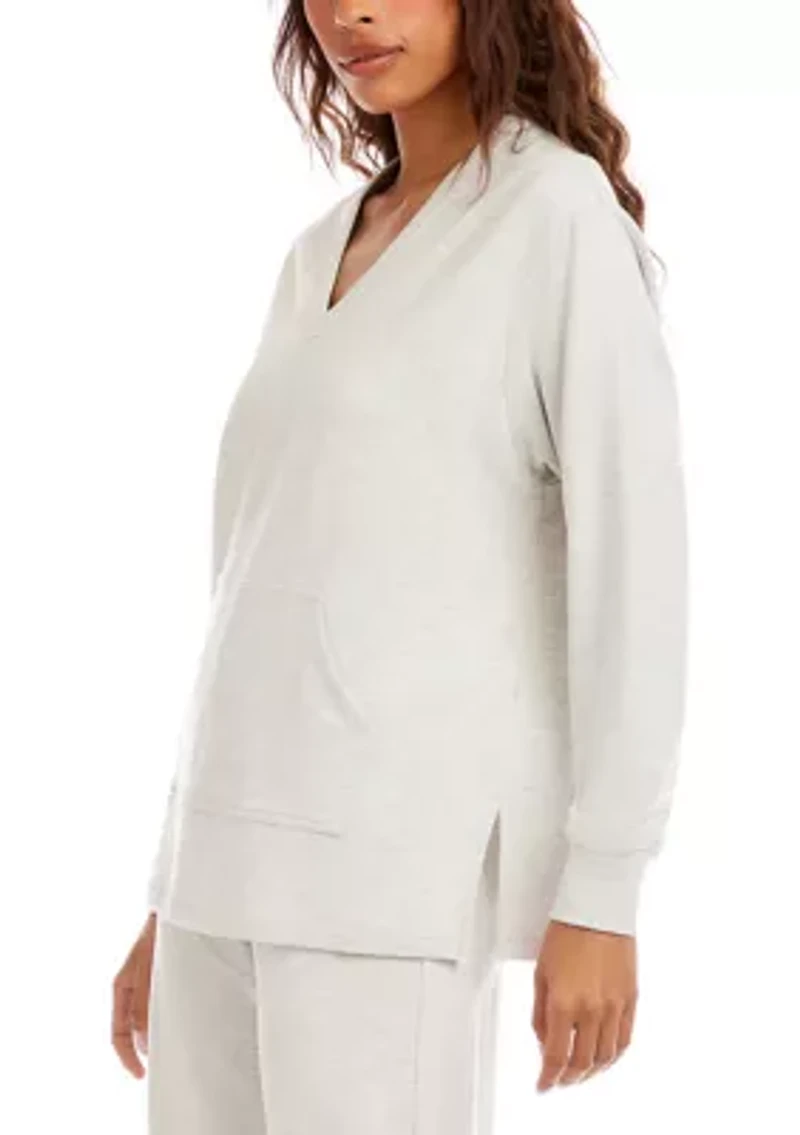 Petite V-Neck Kangaroo Pocket Sweatshirt