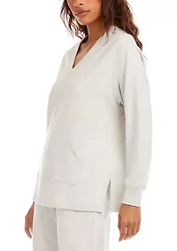 Petite V-Neck Kangaroo Pocket Sweatshirt