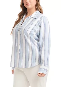 Plus Eyelet Lace Up Top