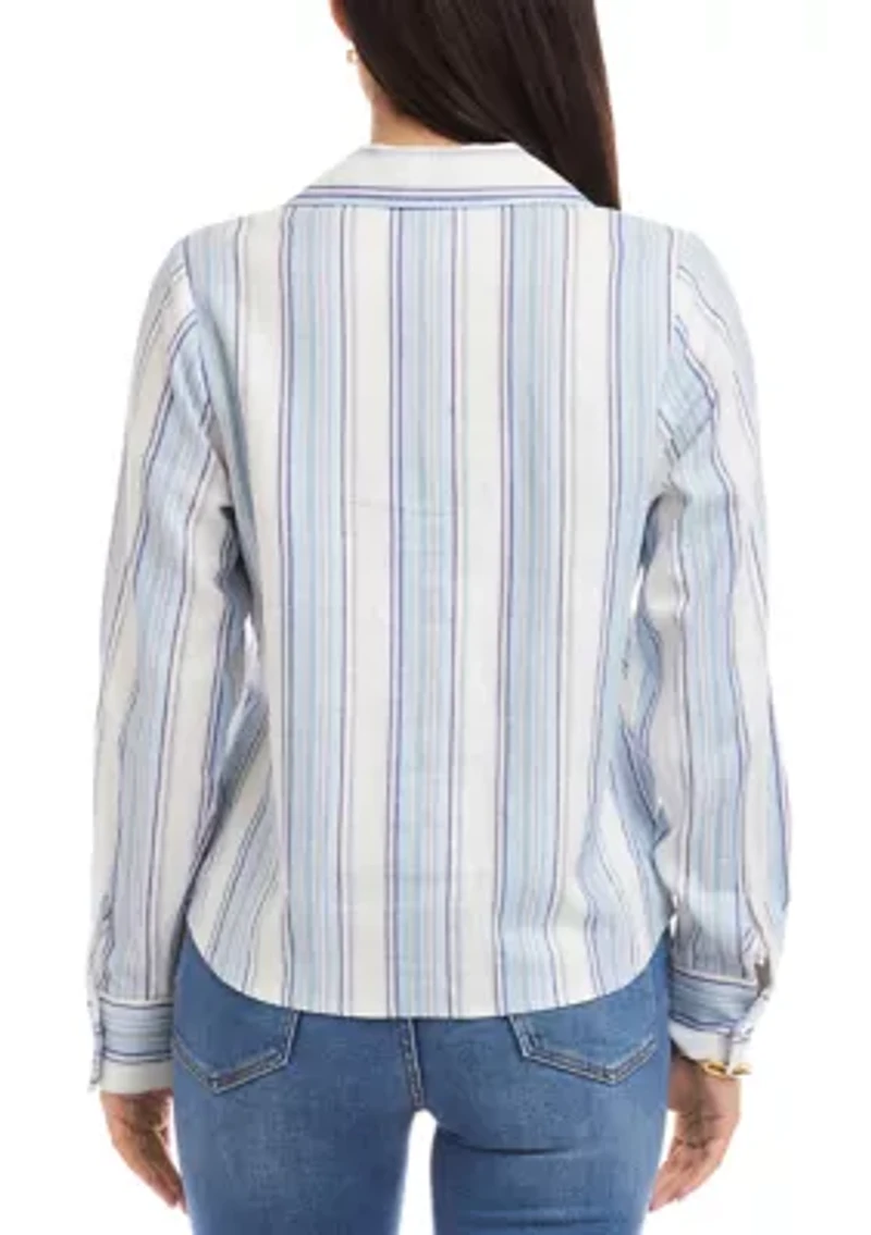 Women's Long Sleeve Eyelet Lace Up Top