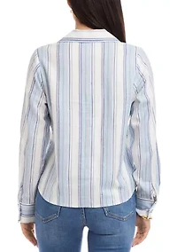 Women's Long Sleeve Eyelet Lace Up Top