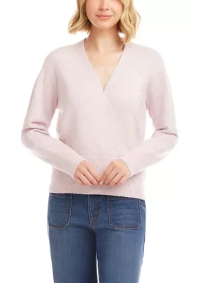 Petite Sequin Wrap Sweater