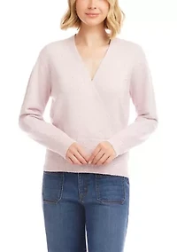 Petite Sequin Wrap Sweater