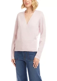 Petite Sequin Wrap Sweater