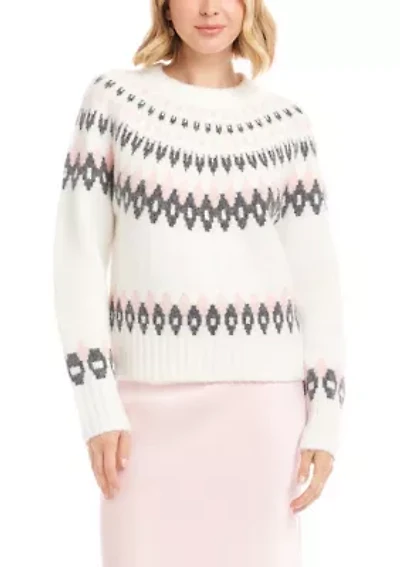 Women's Jacquard Crew Neck Sweater