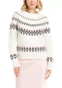 Women's Jacquard Crew Neck Sweater