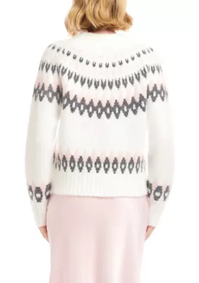 Women's Jacquard Crew Neck Sweater