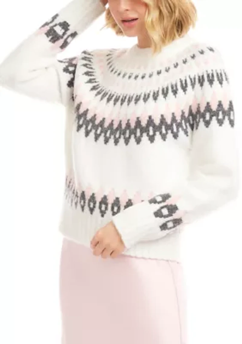 Women's Jacquard Crew Neck Sweater