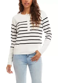 Petite Henley Stripe Sweater