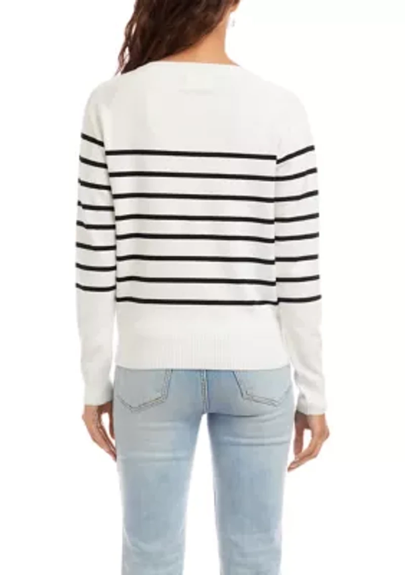 Petite Henley Stripe Sweater