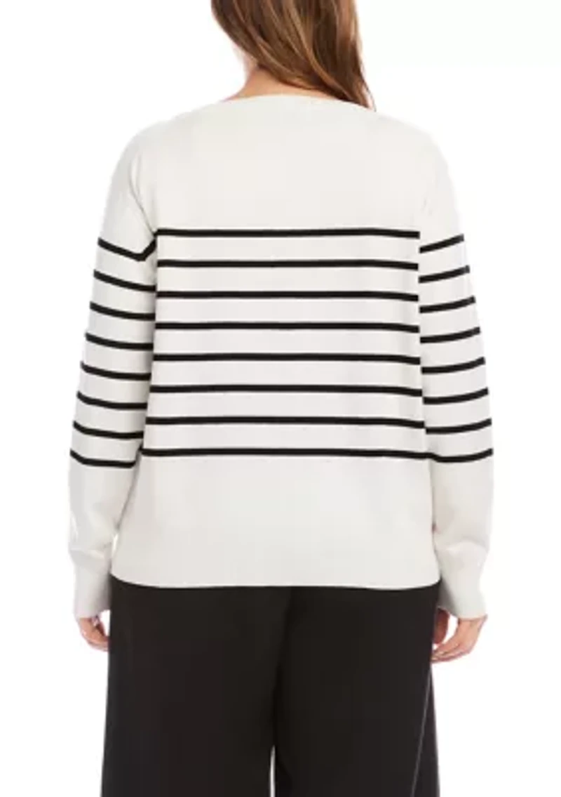 Plus Henley Striped Sweater