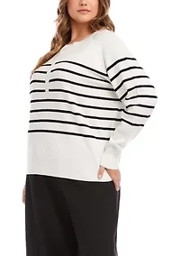 Plus Henley Striped Sweater