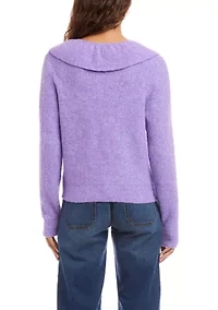 Women's Ruffle Neckline Cardigan Sweater