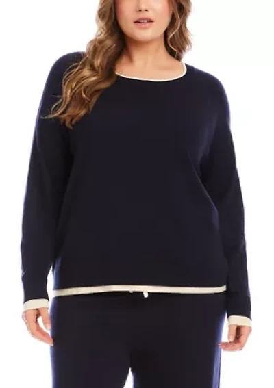 Plus Contrast Crewneck Sweater
