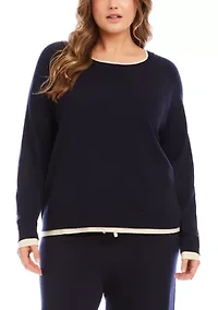 Plus Contrast Crewneck Sweater